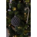Clayre & Eef Christmas Bauble Set of 4 Ø 8 cm Black White Glass