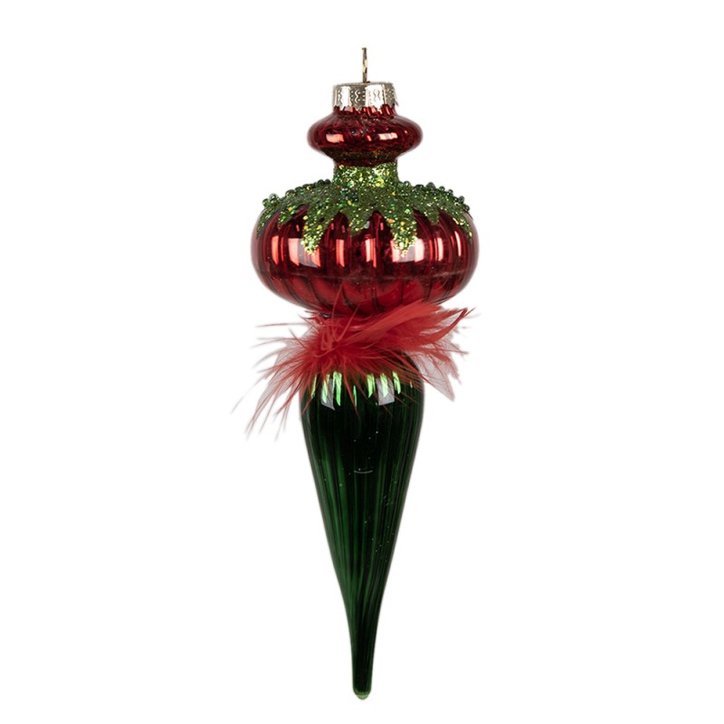 Clayre & Eef Christmas Bauble 18 cm Red Green Glass