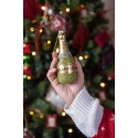 Clayre & Eef Weihnachtsanhänger Flasche 14 cm Grün Glas