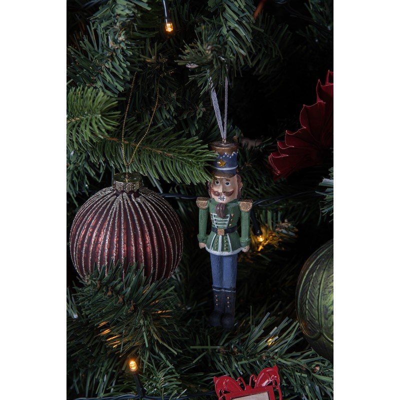 Clayre & Eef Christmas Ornament Nutcracker 4x3x13 cm Green Blue Plastic
