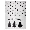 Clayre & Eef Plaid  130x170 cm Wit Zwart Polyester Kerstbomen Merry Christmas