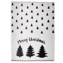 Clayre & Eef Couverture 130x170 cm Blanc Noir Polyester Sapins de Noël Merry Christmas