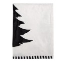 Clayre & Eef Tagesdecke 130x170 cm Weiß Schwarz Polyester Weihnachtsbäume Merry Christmas
