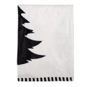 Clayre & Eef Throw Blanket 130x170 cm White Black Polyester Christmas Trees Merry Christmas