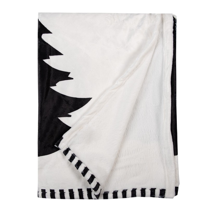 Clayre & Eef Couverture 130x170 cm Blanc Noir Polyester Sapins de Noël Merry Christmas