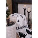 Clayre & Eef Plaid 130x170 cm Bianco Nero Poliestere Alberi di Natale Merry Christmas