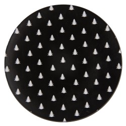 Clayre & Eef Charger Plate Ø 33 cm Black White Plastic Christmas Trees