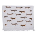 Clayre & Eef Serviette invité 40x66 cm Blanc Marron Coton Chiens