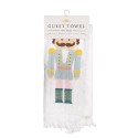 Clayre & Eef Serviette invité 40x66 cm Blanc Bleu Coton Casse-noisettes