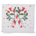 Clayre & Eef Guest Towel 40x66 cm White Red Cotton Rectangle Candy Cane Christmas