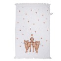 Clayre & Eef Guest Towel 40x66 cm White Brown Cotton Rectangle Cats