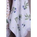 Clayre & Eef Guest Towel 40x66 cm White Blue Cotton Olive Branches