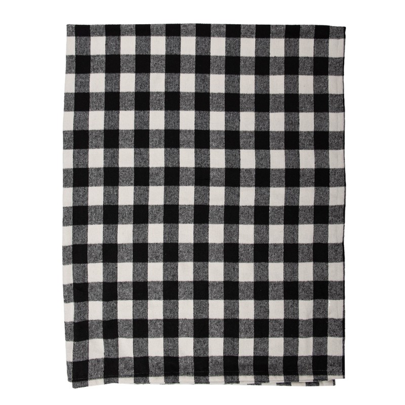 Clayre & Eef Plaid  130x170 cm Zwart Wit Polyester