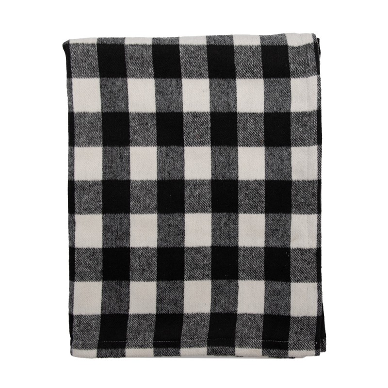 Clayre & Eef Throw Blanket 130x170 cm Black White Polyester