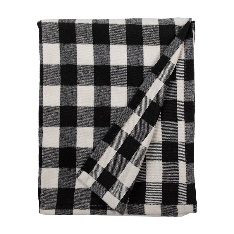 Clayre & Eef Throw Blanket 130x170 cm Black White Polyester