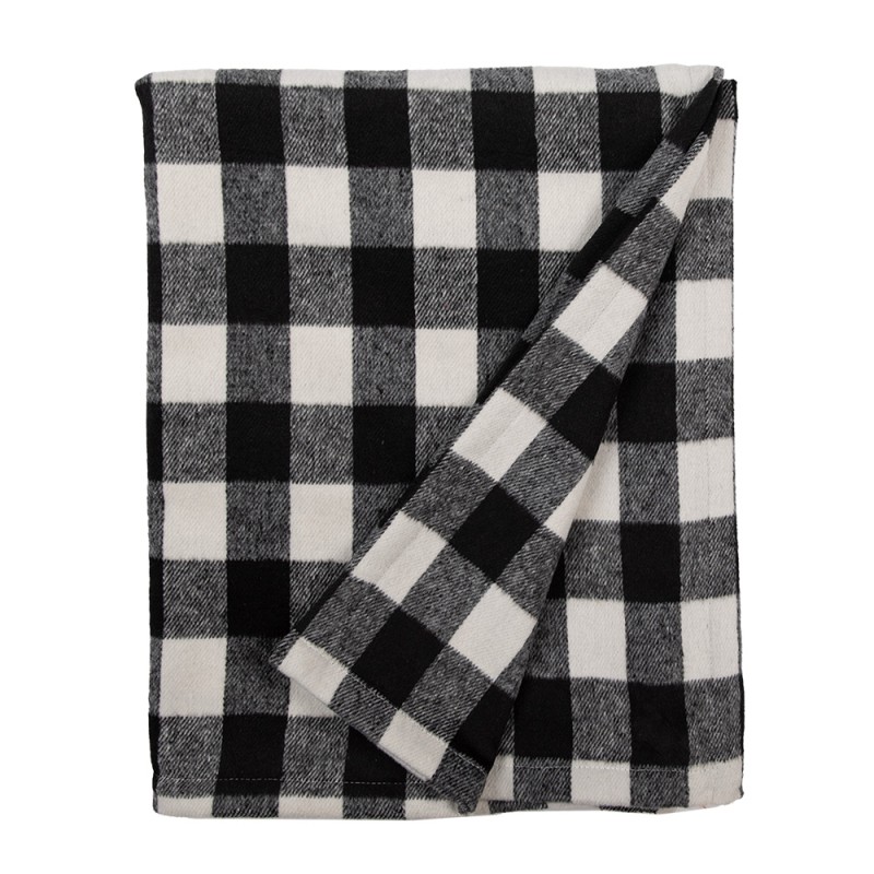 Clayre & Eef Throw Blanket 130x170 cm Black White Polyester
