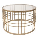 Clayre & Eef Coffee Table Set of 2  Ø75x46 / Ø66x41 cm Gold colored Metal Glass Round