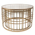 Clayre & Eef Coffee Table Set of 2  Ø75x46 / Ø66x41 cm Gold colored Metal Glass Round