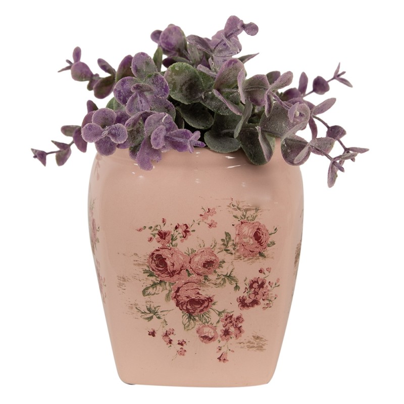 Clayre & Eef Pot de fleurs 12x12x14 cm Rose Céramique Fleurs