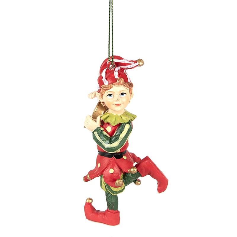 Clayre & Eef Weihnachtsanhänger Elf 11 cm Rot Grün Polyresin