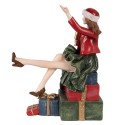 Clayre & Eef Kerstdecoratie Beeld Vrouw 18 cm Rood Polyresin