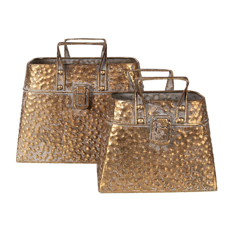 Clayre & Eef Pflanzenhalter 27x13x24 cm Goldfarbig Metall