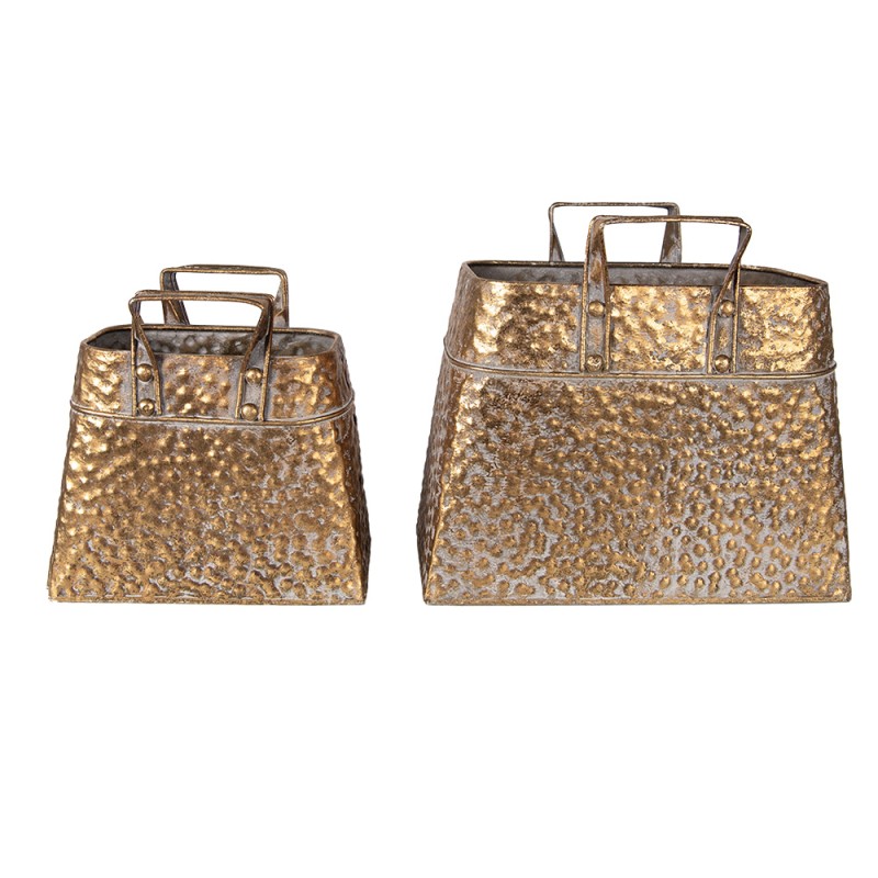 Clayre & Eef Pflanzenhalter 27x13x24 cm Goldfarbig Metall