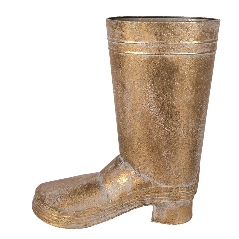 Clayre & Eef Pflanzenhalter Stiefel 37 cm Goldfarbig Metall