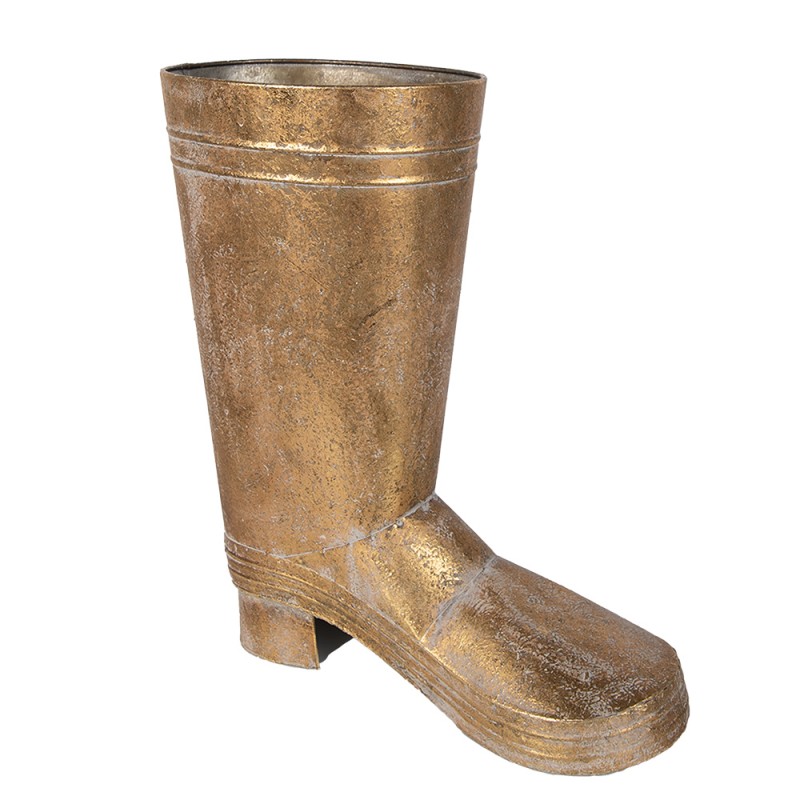 Clayre & Eef Pflanzenhalter Stiefel 37 cm Goldfarbig Metall