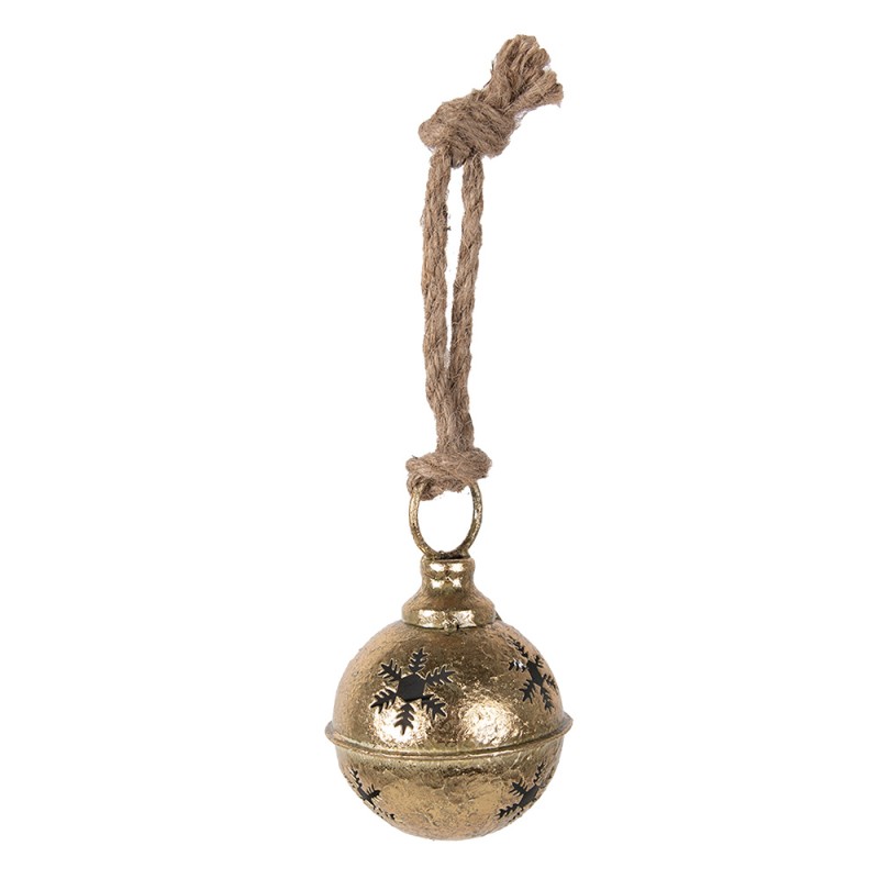 Clayre & Eef Christmas Bauble Bell Ø 8x12 cm Gold colored Iron