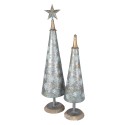 Clayre & Eef Weihnachtsdekorationsfigur Weihnachtsbaum 64 cm Grau Goldfarbig Eisen Schneeflocken