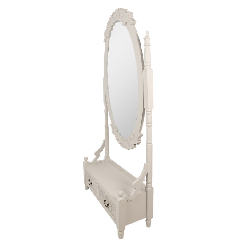 Clayre & Eef Standing Mirror 85x30x180 cm Grey Wood product Oval