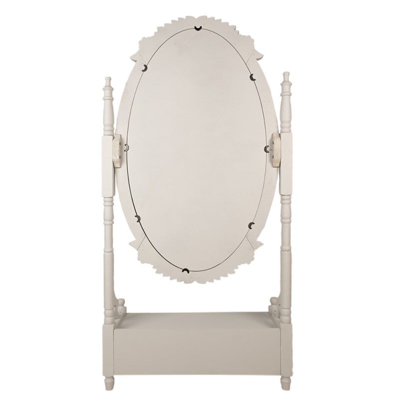 Clayre & Eef Standing Mirror 85x30x180 cm Grey Wood product Oval