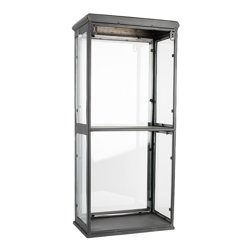 Clayre & Eef Vitrinenschrank 31x21x70 cm Schwarz Eisen Glas
