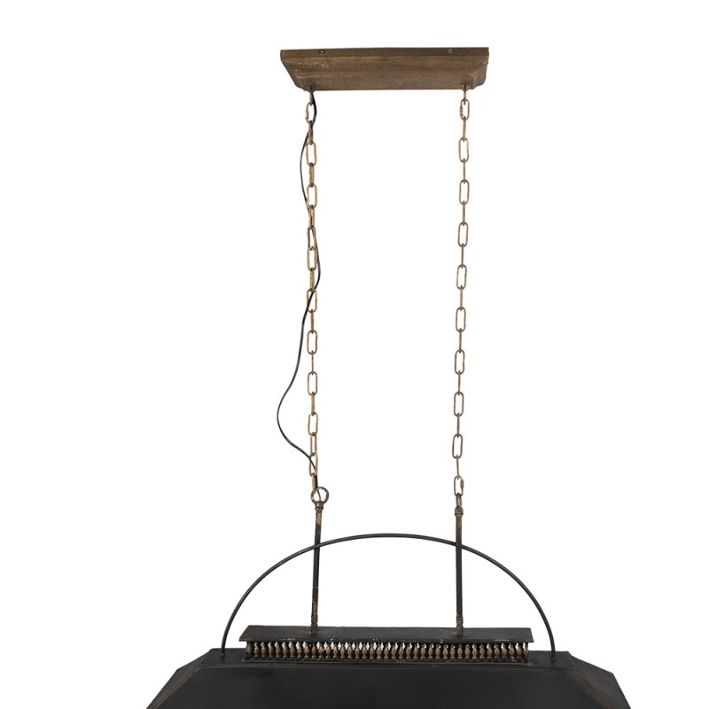 Clayre & Eef Lampes à suspension 99x30x70 cm Noir Marron Fer Bois