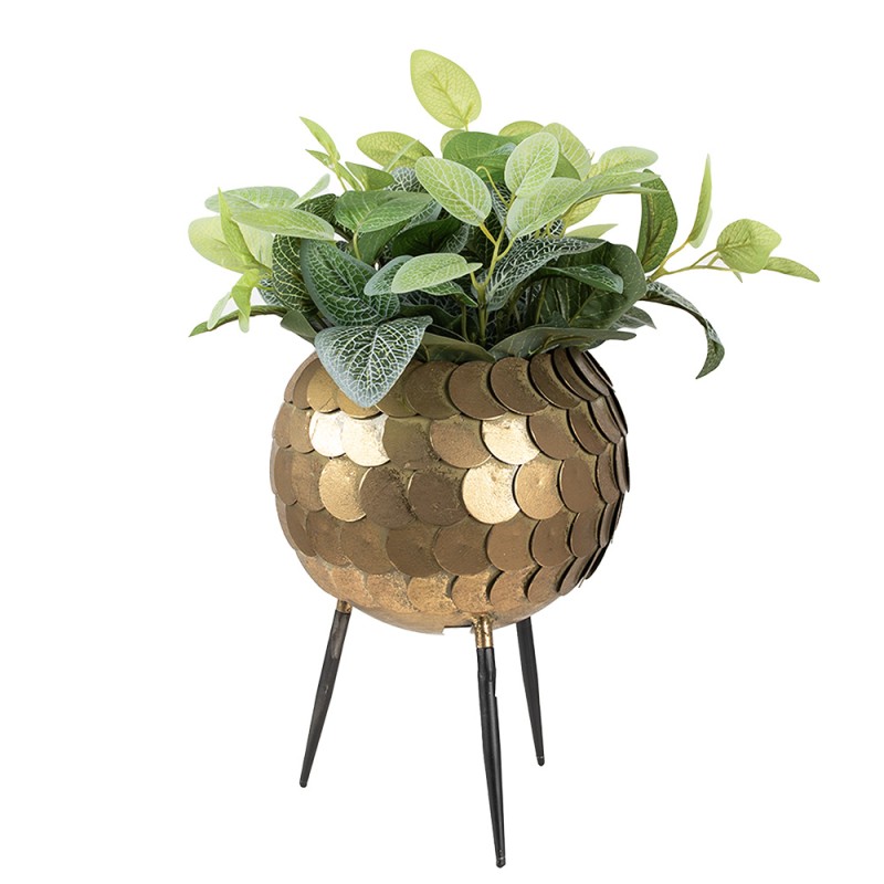 Clayre & Eef Plant Holder Ø 22x28 cm Gold colored Black Iron Round