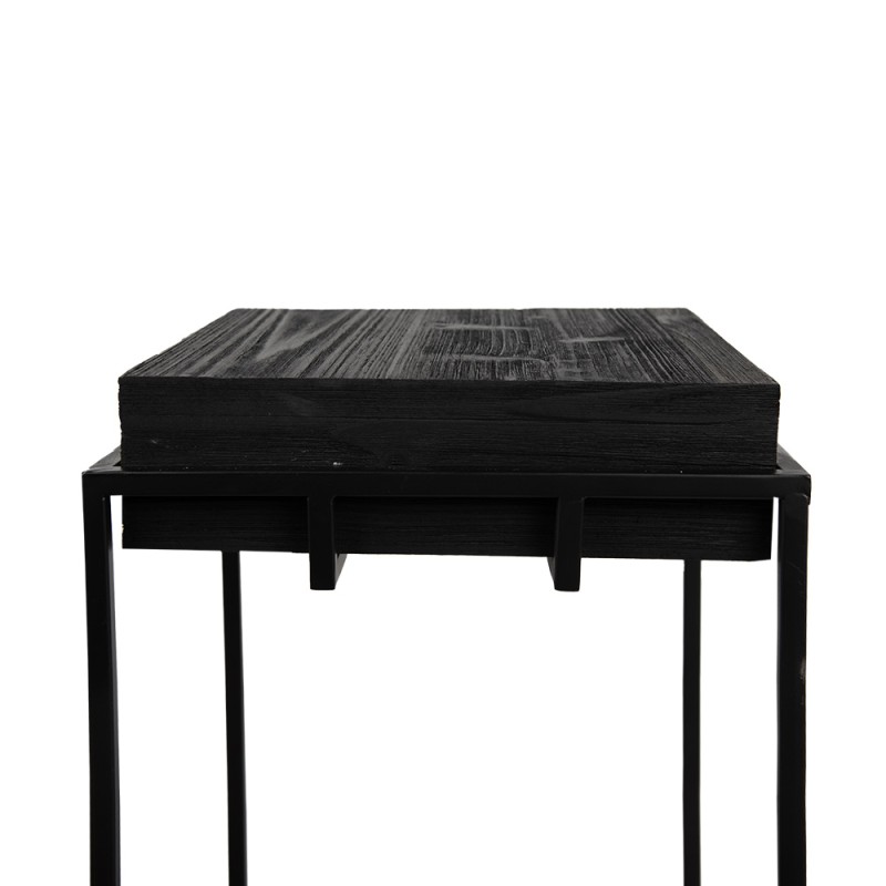 Clayre & Eef Plant Table 31x31x65 cm Black Iron Wood Square