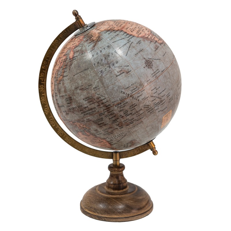 Clayre & Eef Globe 22x37 cm Blue Pink Wood Iron Round