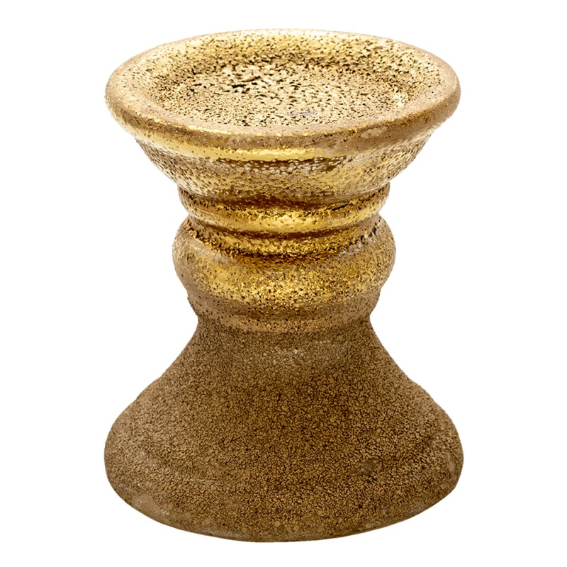 Clayre & Eef Kerzenständer 15 cm Goldfarbig Keramik Rund