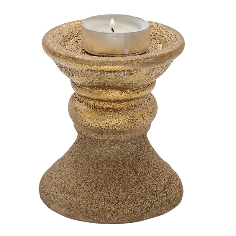 Clayre & Eef Candle holder 15 cm Gold colored Ceramic Round
