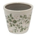 Clayre & Eef Pot de fleurs Ø 12x10 cm Vert Beige Céramique Fleurs