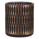 Clayre & Eef Tealight Holder Ø 8x9 cm Copper colored Black Glass Round