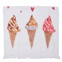 Clayre & Eef Guest Towel 40x66 cm White Pink Cotton Rectangle Ice Cream