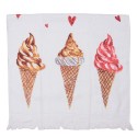 Clayre & Eef Asciugamano per ospiti 40x66 cm Bianco Rosa  Cotone Rettangolo Gelato