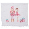 Clayre & Eef Serviette invité 40x66 cm Blanc Rose Coton Rectangle Casse-noisette et danseuse