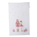 Clayre & Eef Guest Towel 40x66 cm White Pink Cotton Rectangle Nutcracker and Ballet Dancer