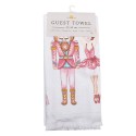 Clayre & Eef Guest Towel 40x66 cm White Pink Cotton Rectangle Nutcracker and Ballet Dancer