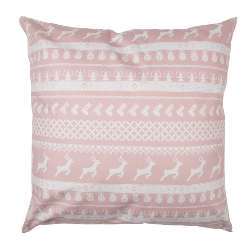 Clayre & Eef Kussenhoes  45x45 cm Roze Wit Polyester