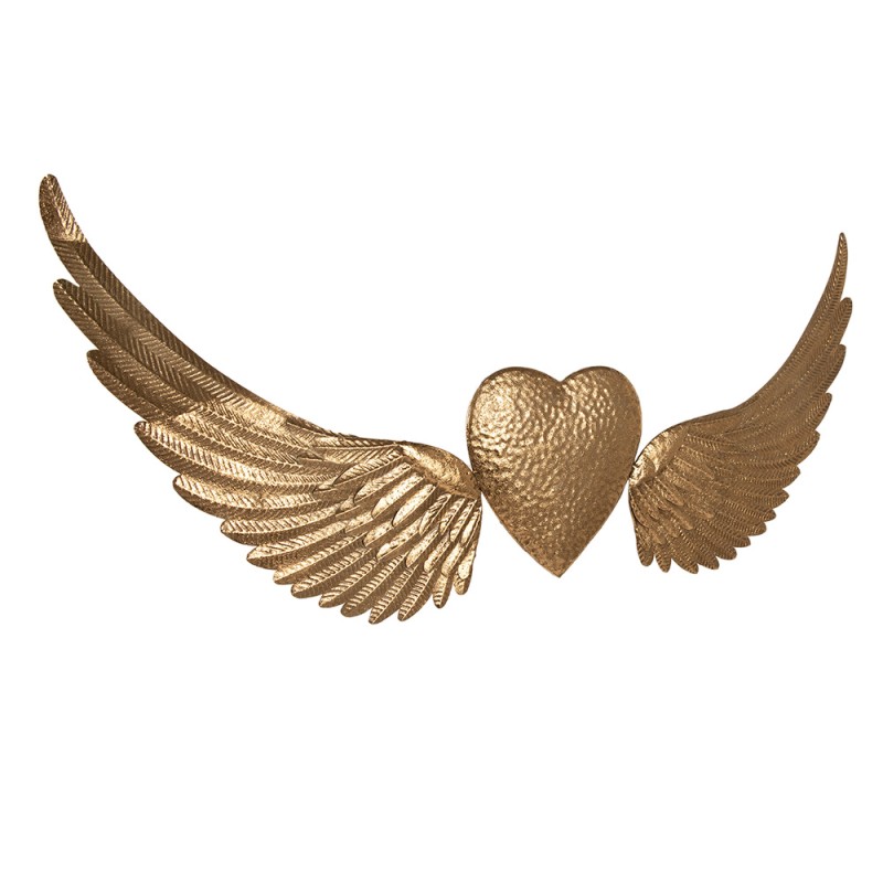 Clayre & Eef Wall Decoration Wings 120x1x55 cm Gold colored Iron