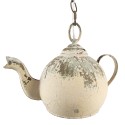 Clayre & Eef Pendant Lamp Teapot 37x20x26 cm Beige Green Iron